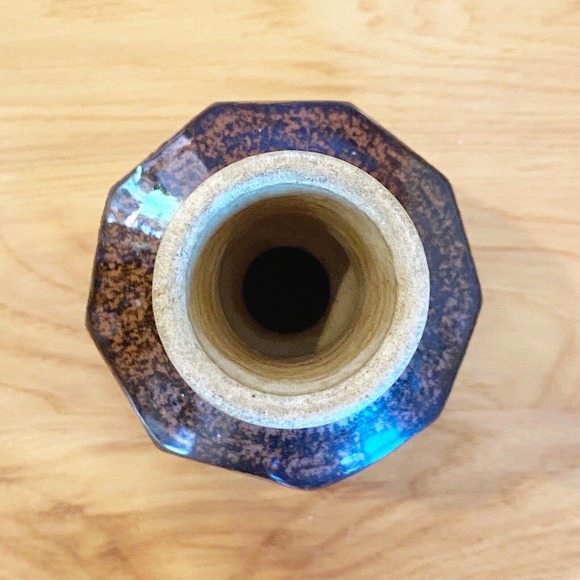 Studio Pottery Blue Spruce Bend Oregon Brown Black Vase Candle Holder Artisan 7" - Picture 7 of 11